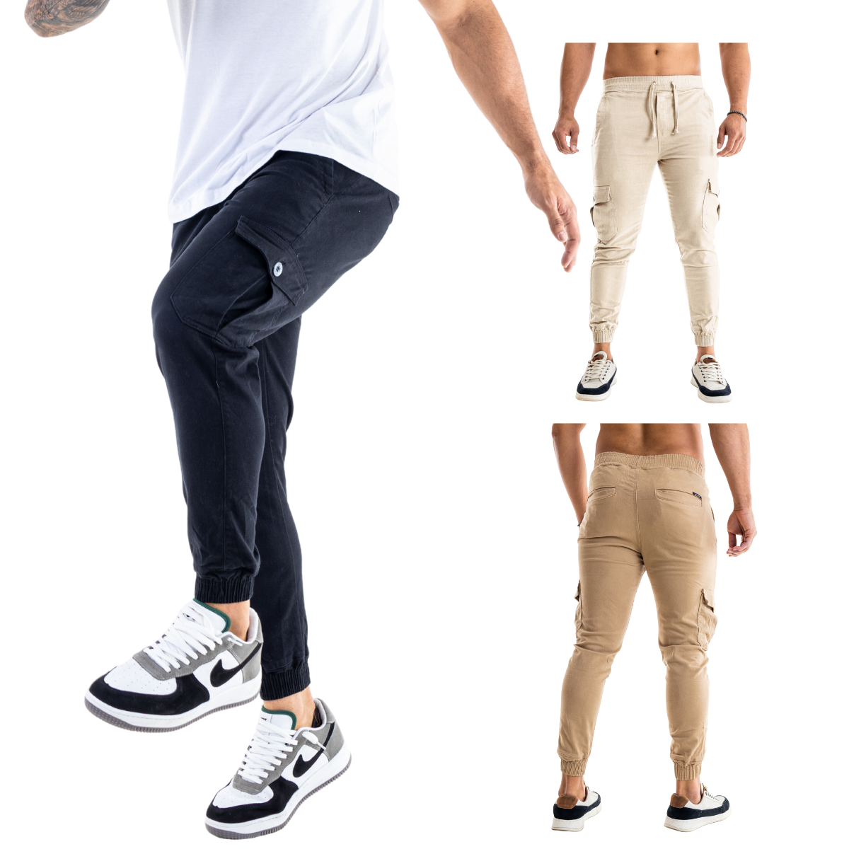 Calça Cargo Masculina Sarja Jogger Slim com Cordão Bolso Embutido Bolso  Faca - Urban Zone Jeans - Moda com conforto