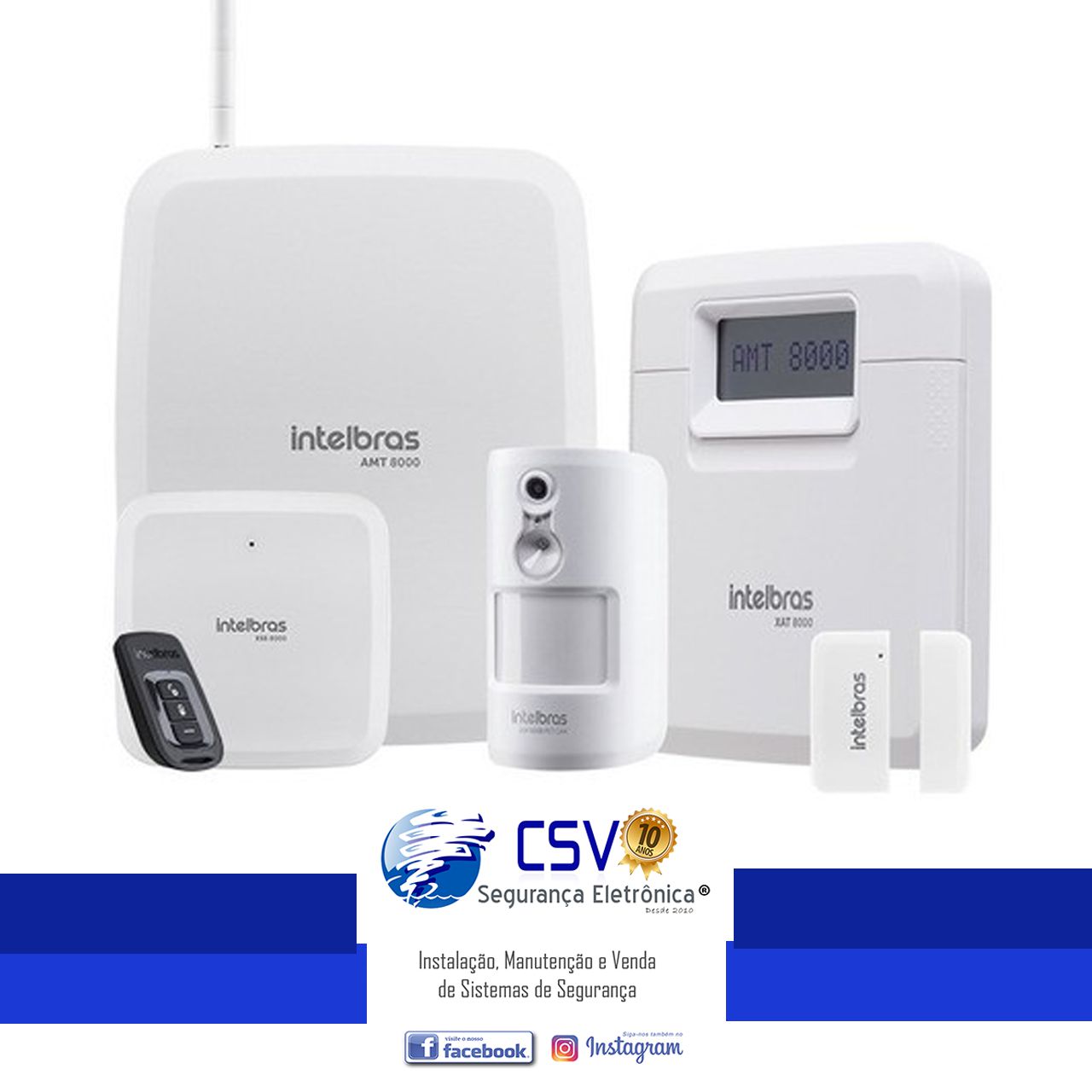 Kit Alarme 1central Amt 8000 1sirene Xss 8000 1 Tec Xat 8000 - INTELBRAS -  Alarme Residencial - Magazine Luiza