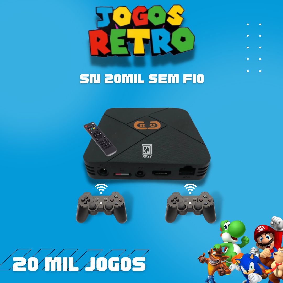 Retrobox Classic com 2 controles e 22 Mil Jogos de Play 1,N64,Super  Nintendo,Mega Drive,Atari