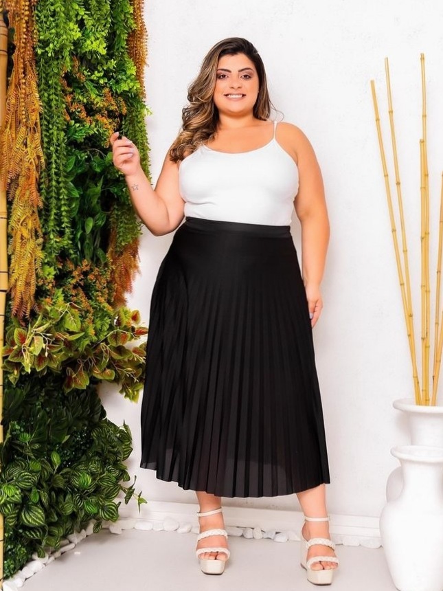 Saia Plissada Plus Size - Atacado - Atacado das Saias