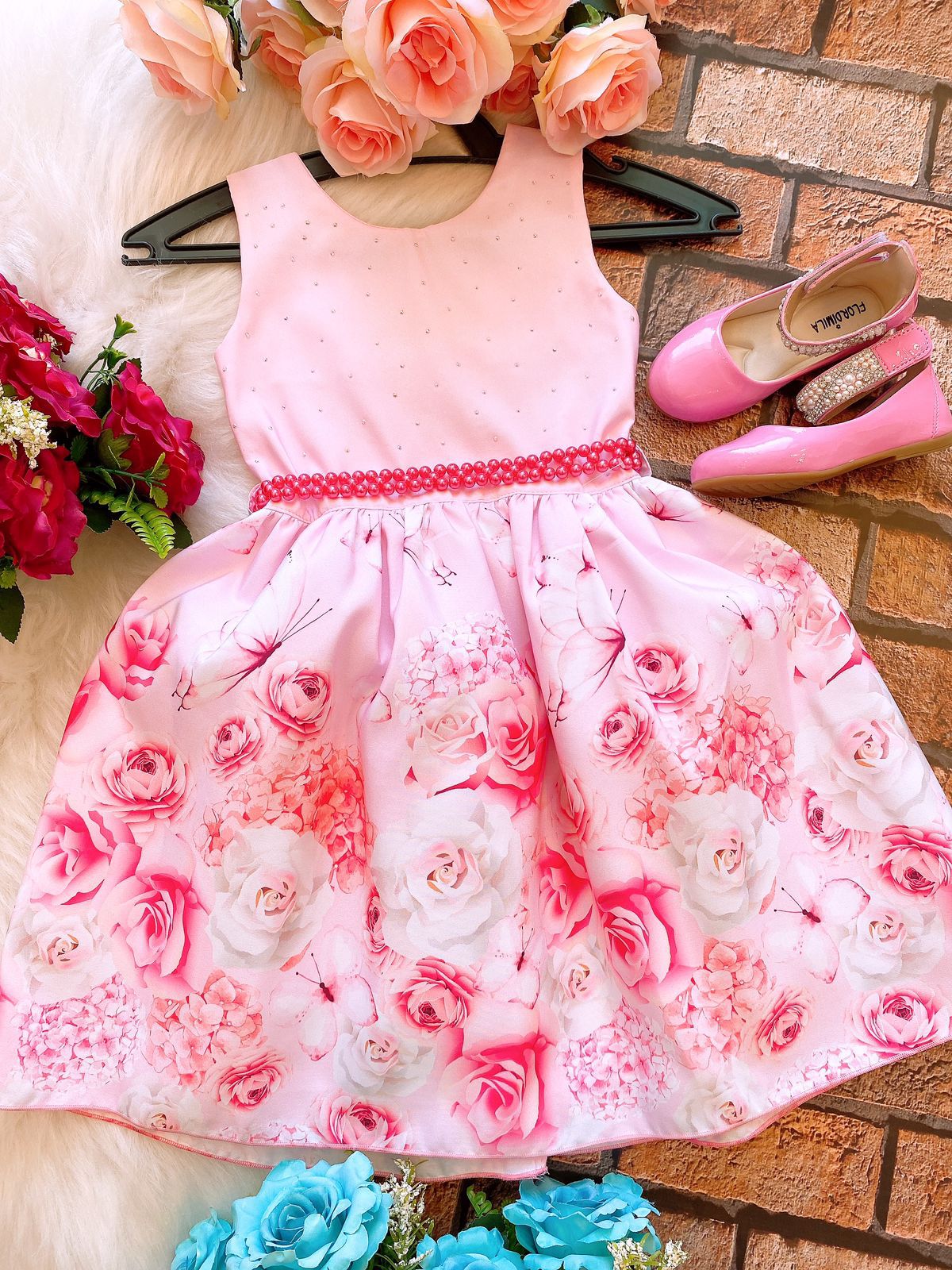 Vestido Princesa Belli Borboletas Rosa Bebe - Petecolá kids