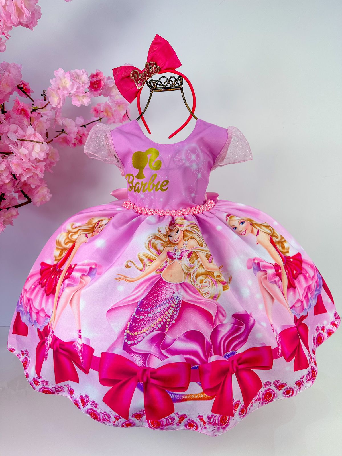 Vestido Barbie Luxo( nao acompanha laço) - DG Baby Kids - Artigos