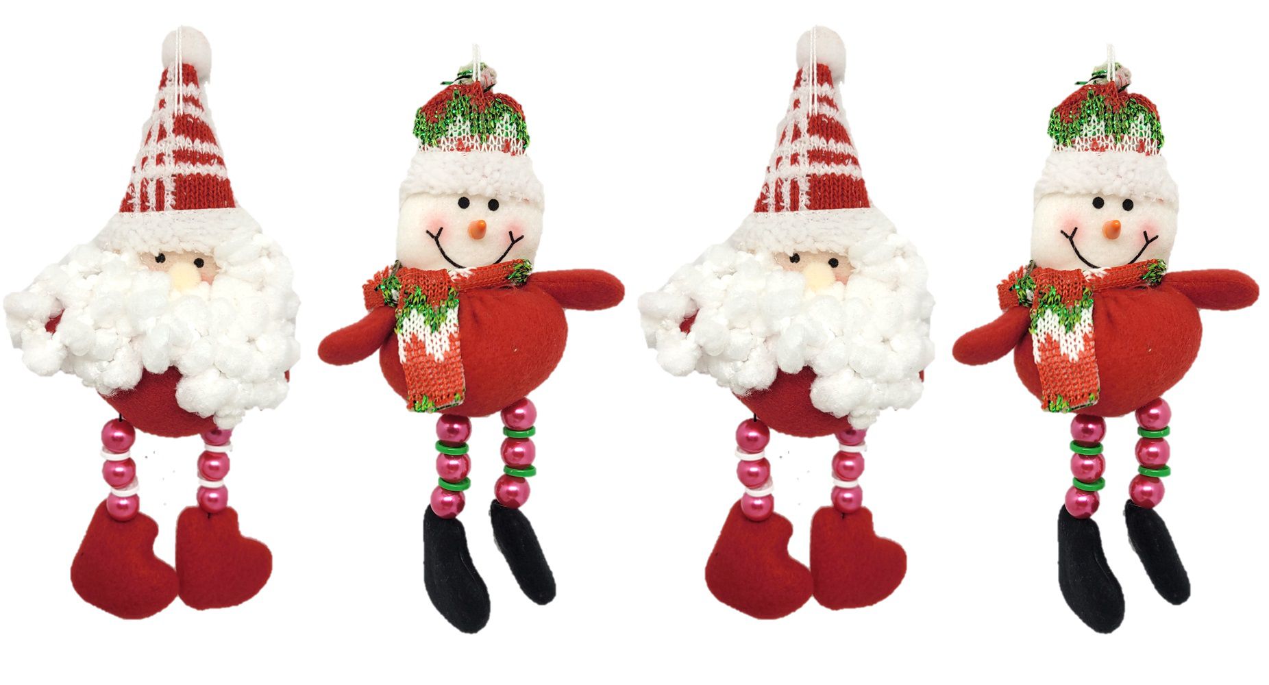 Jogo Papai Noel e Boneco Neve Resina12cm Perna Cordão 2 Un