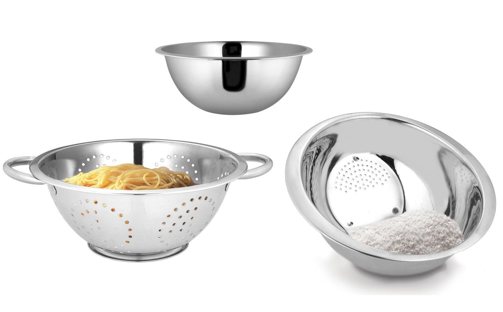 Jogo de Cozinha Aço Inox Prime 3 Peças Escorredor de Arroz, Escorredor de  Macarrão e Bowl - Yangzi - Mundial Casa e Presentes