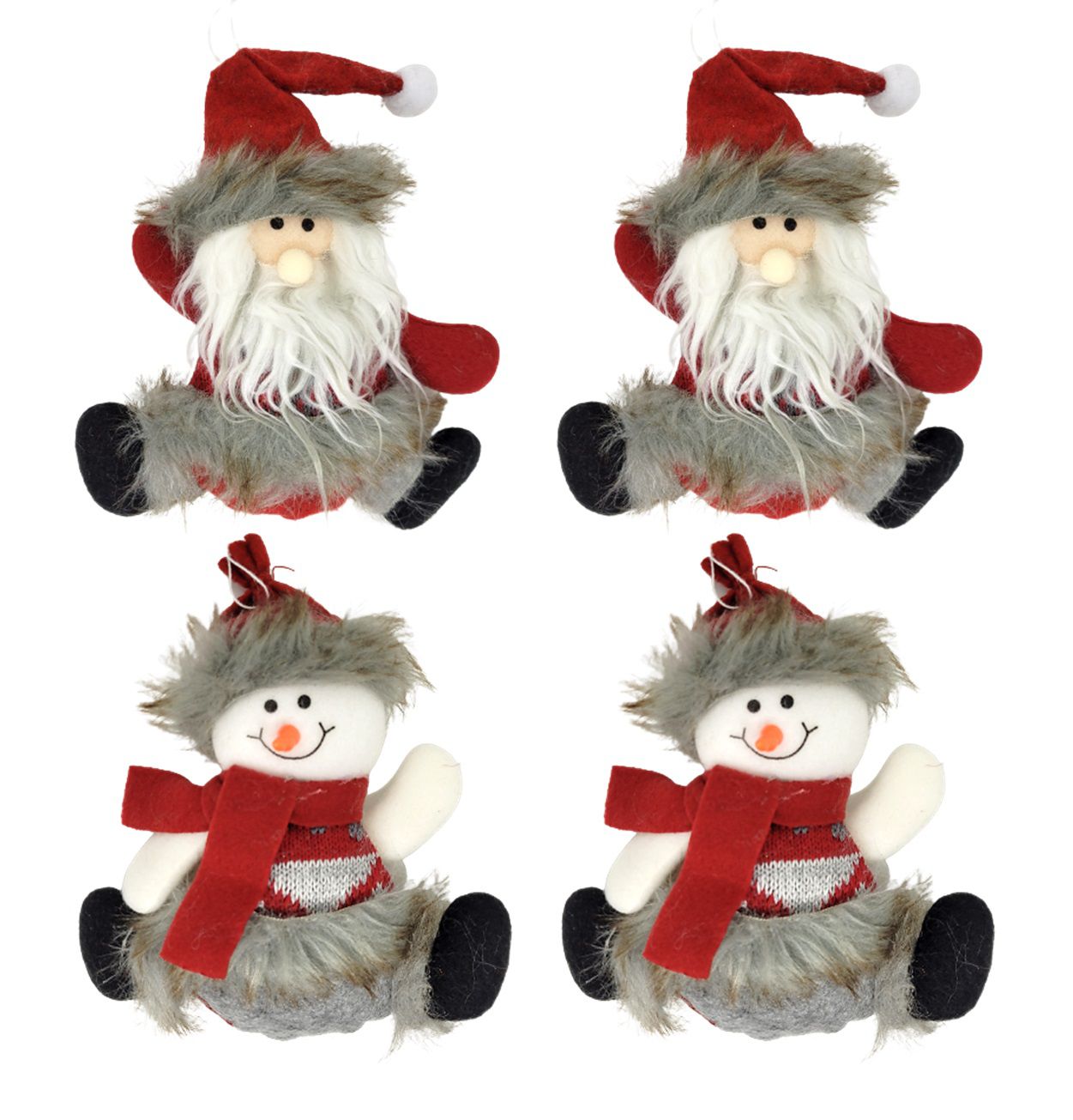 Jogo Sino Natal Metal Rústico Papai Noel E Boneco De Neve Pelúcia 14cm 6  Unidades - Master Christmas