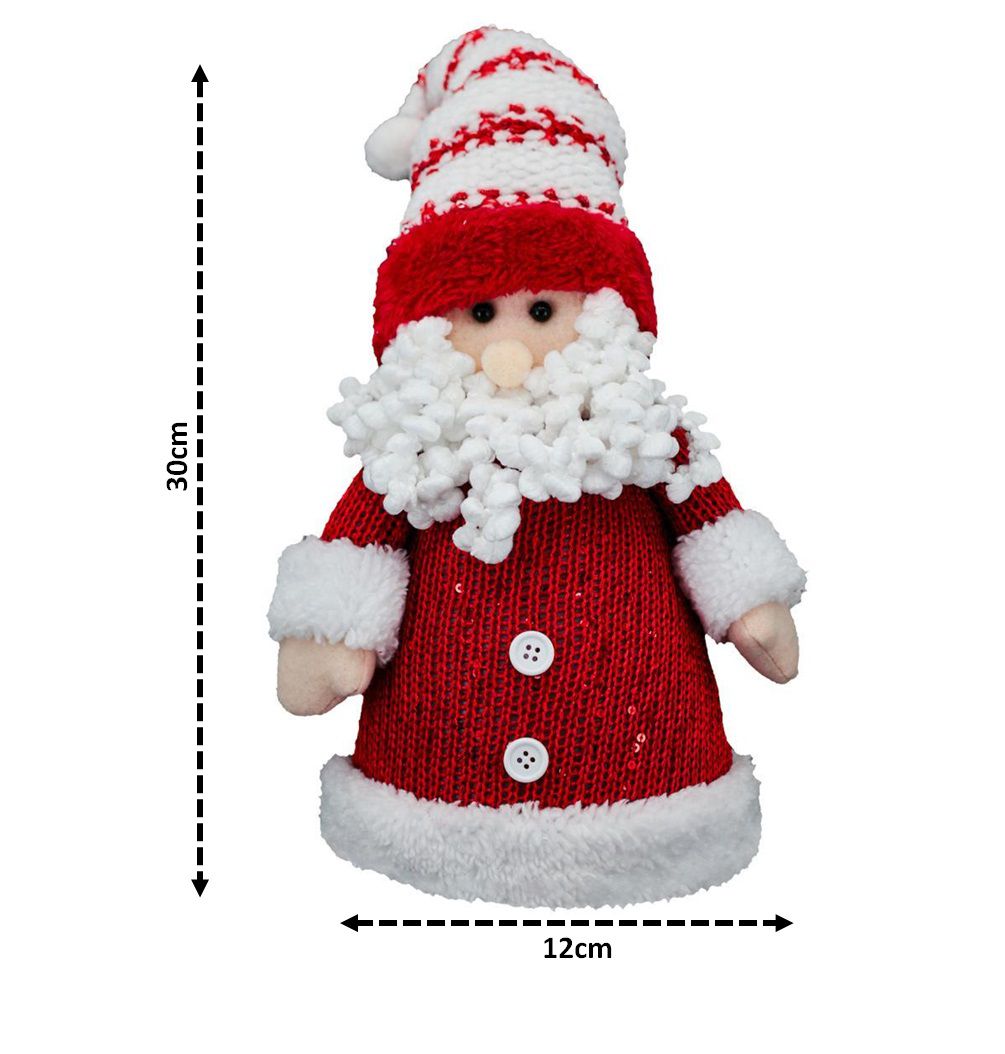 Papai Noel Cone Iluminado LED Tricô Vermelho e Branco 30cm - Magizi ...