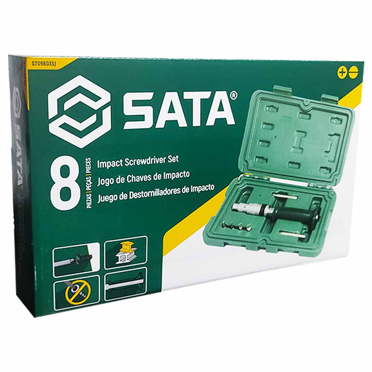 Jogo de Chaves de Impacto Fenda Phillips Manual SATA ST09603