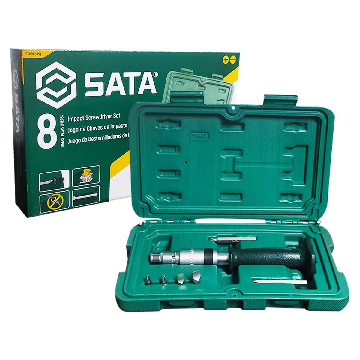 Jogo de Chaves de Impacto Fenda Phillips Manual SATA ST09603