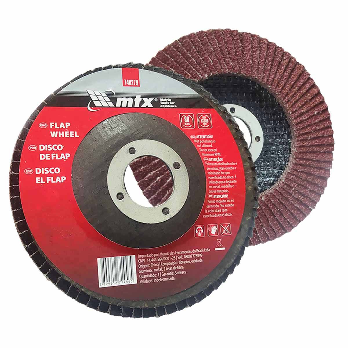 Disco de Lixa Flap Esmerilhadeira Madeira Metal MTX - Parafusos e  Ferramentas Especiais