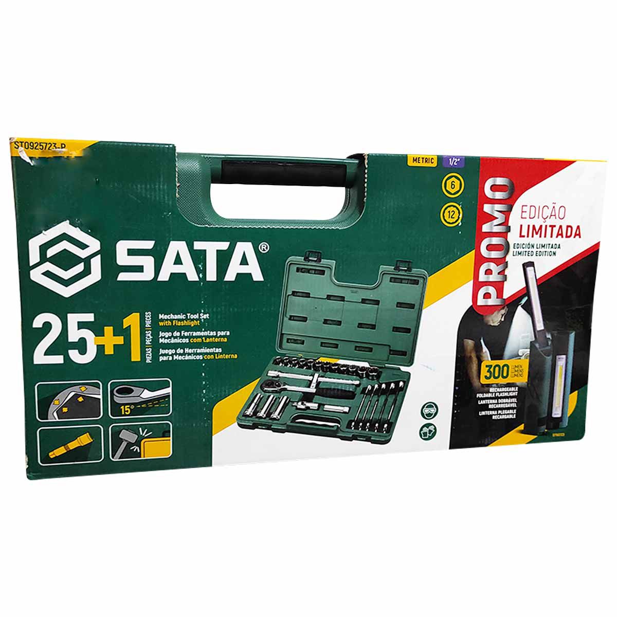 Kit Mecânico Jogo Ferramentas 25Pç + Lanterna SATA ST0925723