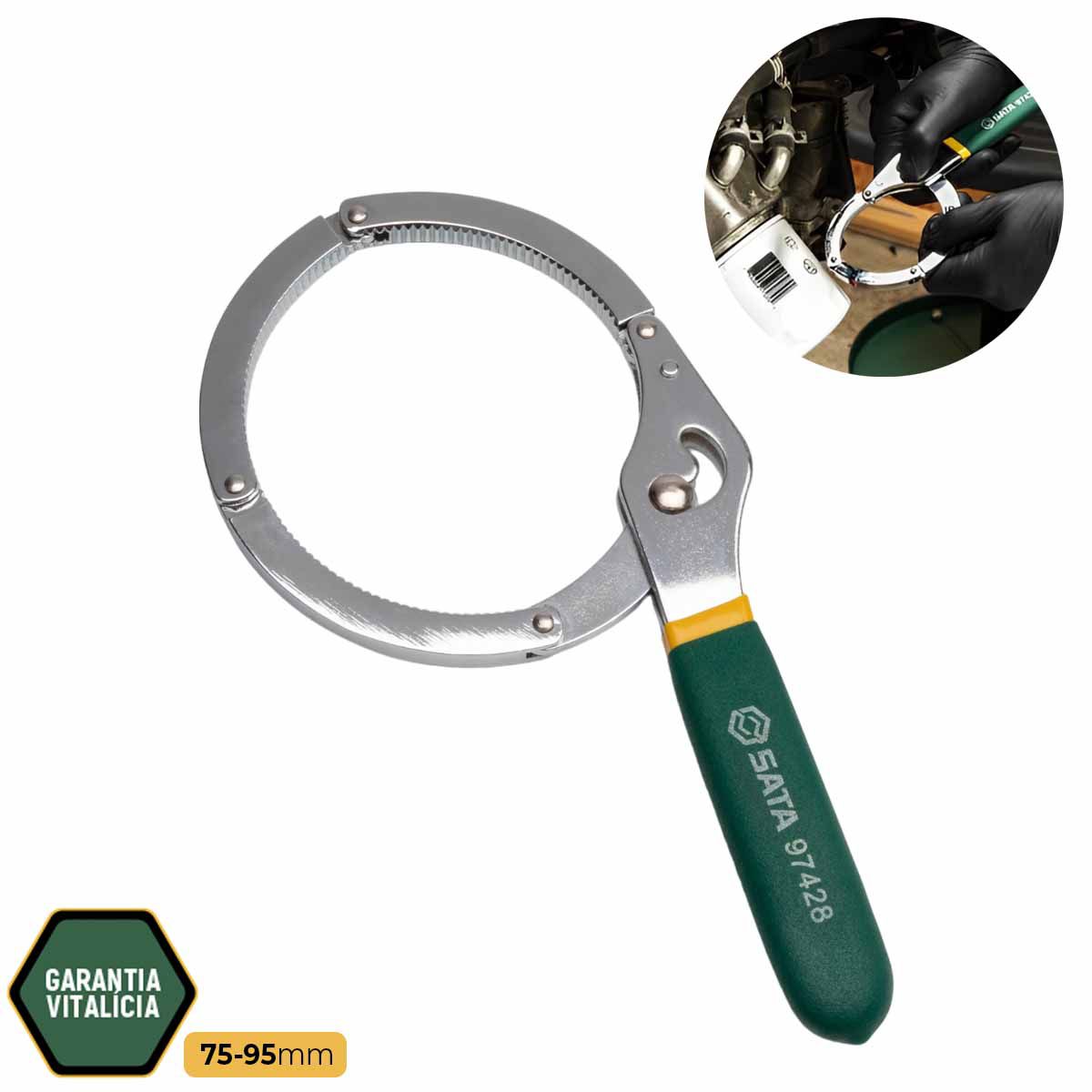 Chave Saca Filtro Óleo de Cinta 75-95mm SATA ST97428SC - Parafusos e ...