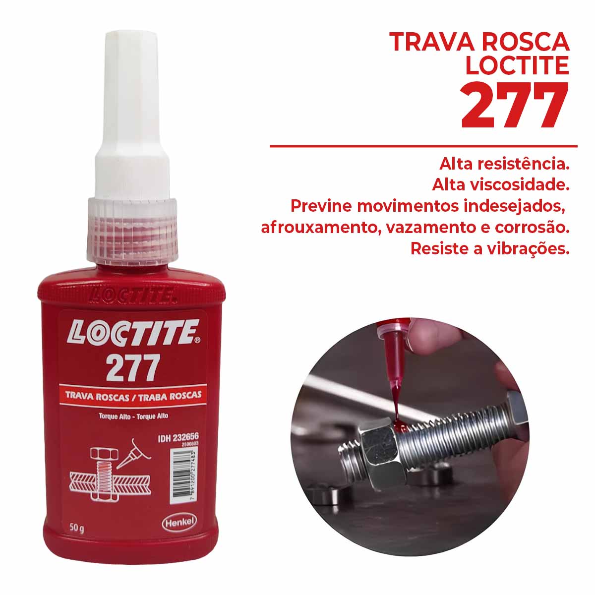 Trava Rosca Loctite com Torque Alto 277 50g - Parafusos e Ferramentas ...