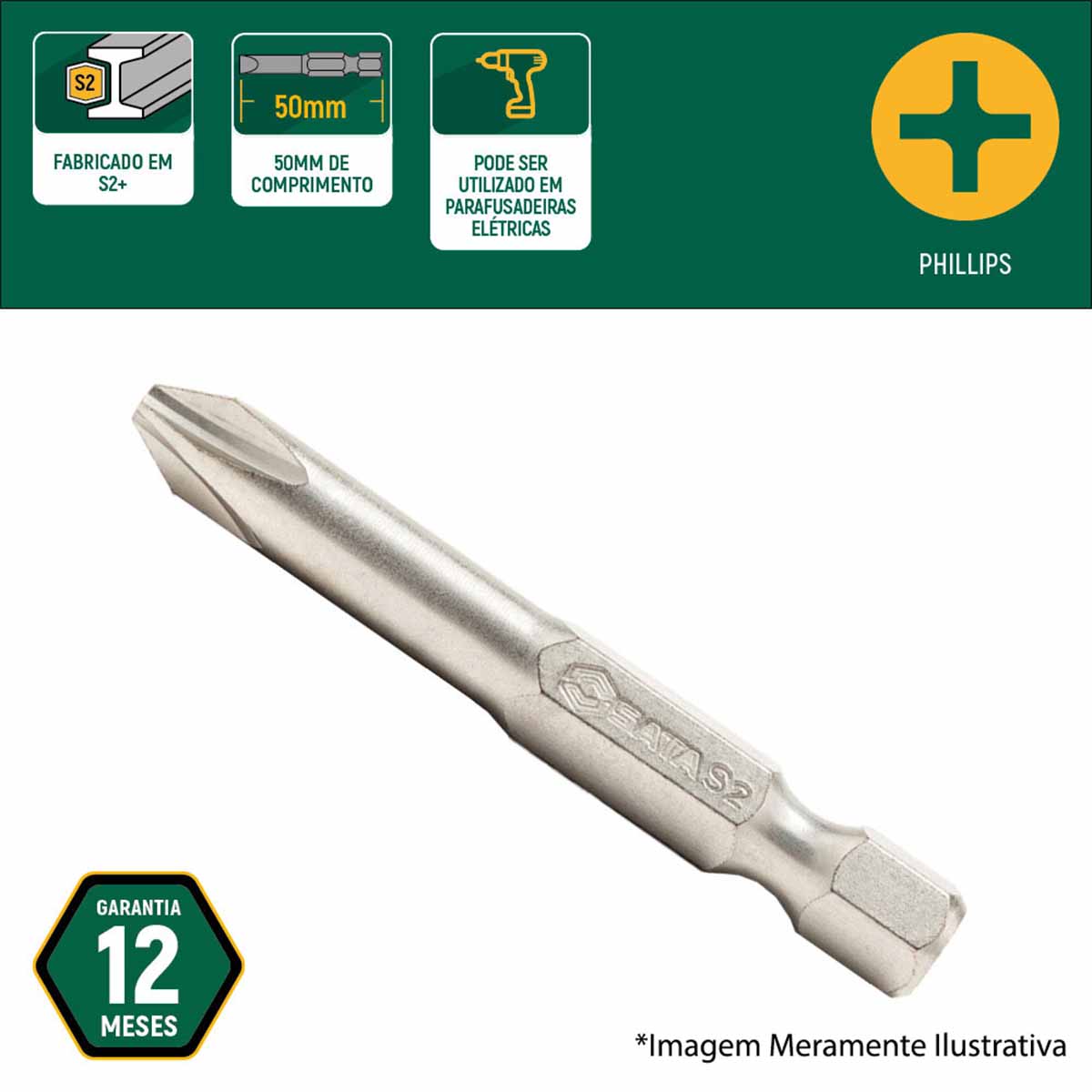 Bico Bits Ponteira Phillips 1/4 PH1 Aço S2 SATA ST59322