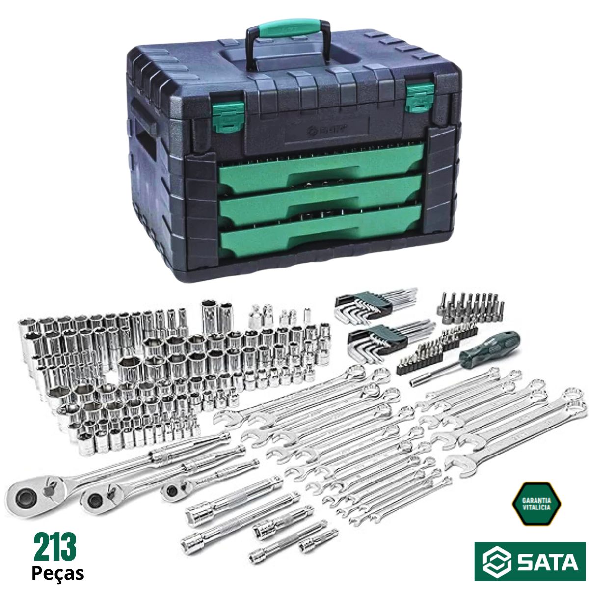 Caixa de Ferramentas Tipo Gabinete com 213 Pçs SATA ST09512U