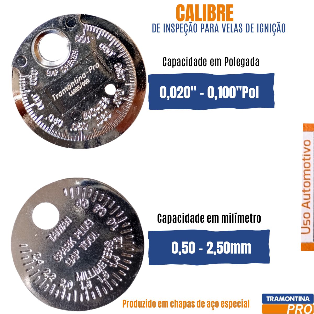 Calibre de Inspeção Ajuste para Velas de IgniçãoTRAMONTINA - Parafusos e  Ferramentas Especiais
