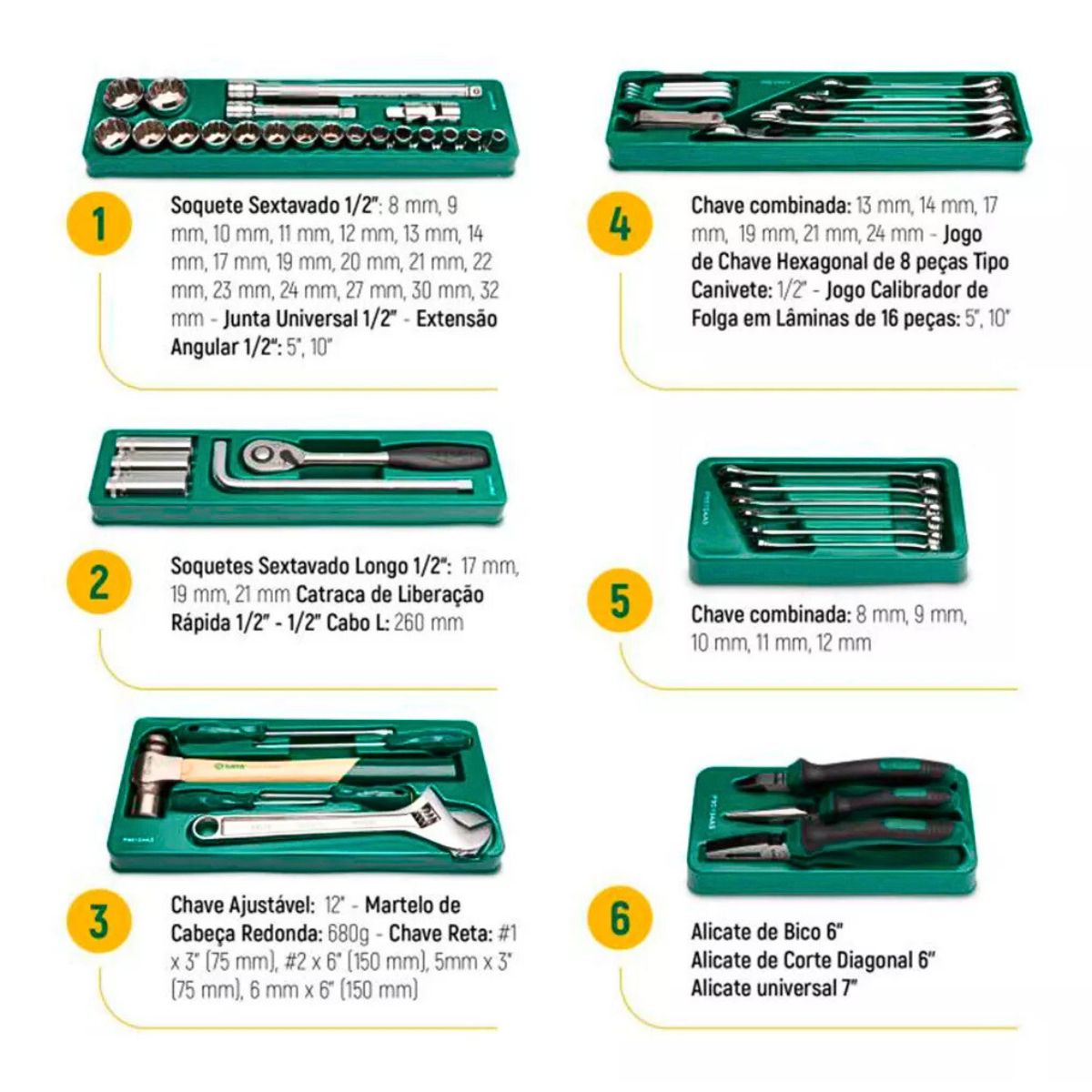 Caixa de Ferramenta Completa 70PÇ Estriado SATA ST95104A70
