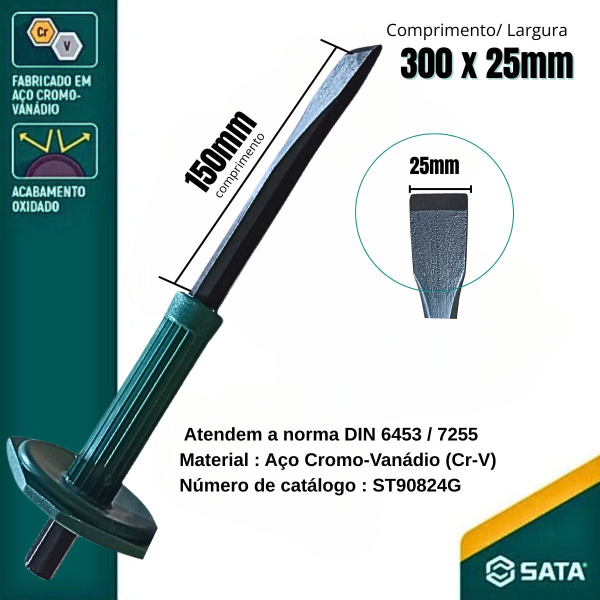 Talhadeira Chata SPR 300X25mm Punho Plástico SATA ST90824G