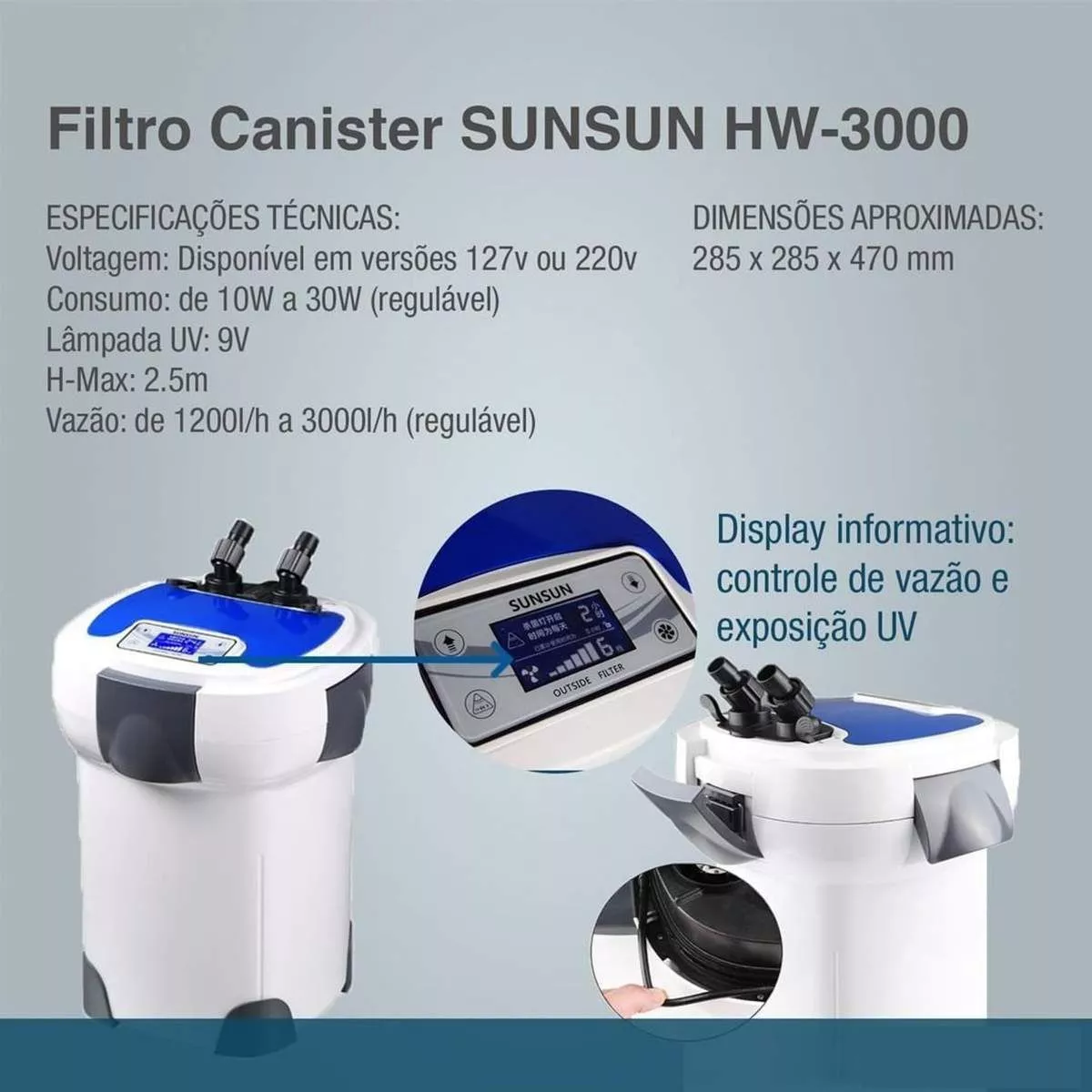 HW-3000-CANISTER 3.000LH UV 9W - Franco Aquarismo | A Nº1 quando