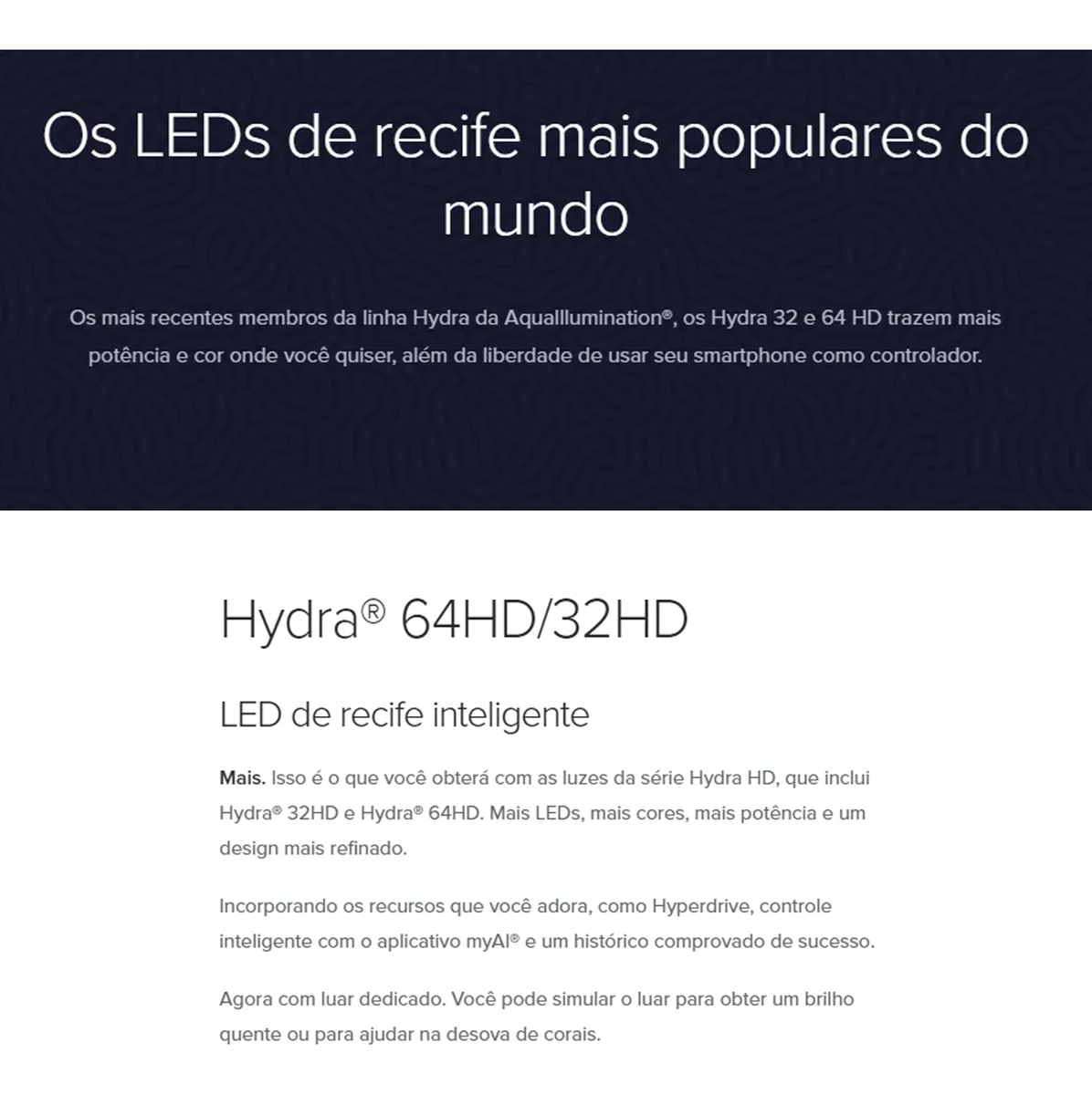 Luminária Hydra 32 HD 95w Branca Marinhos Aquaillumination Franco