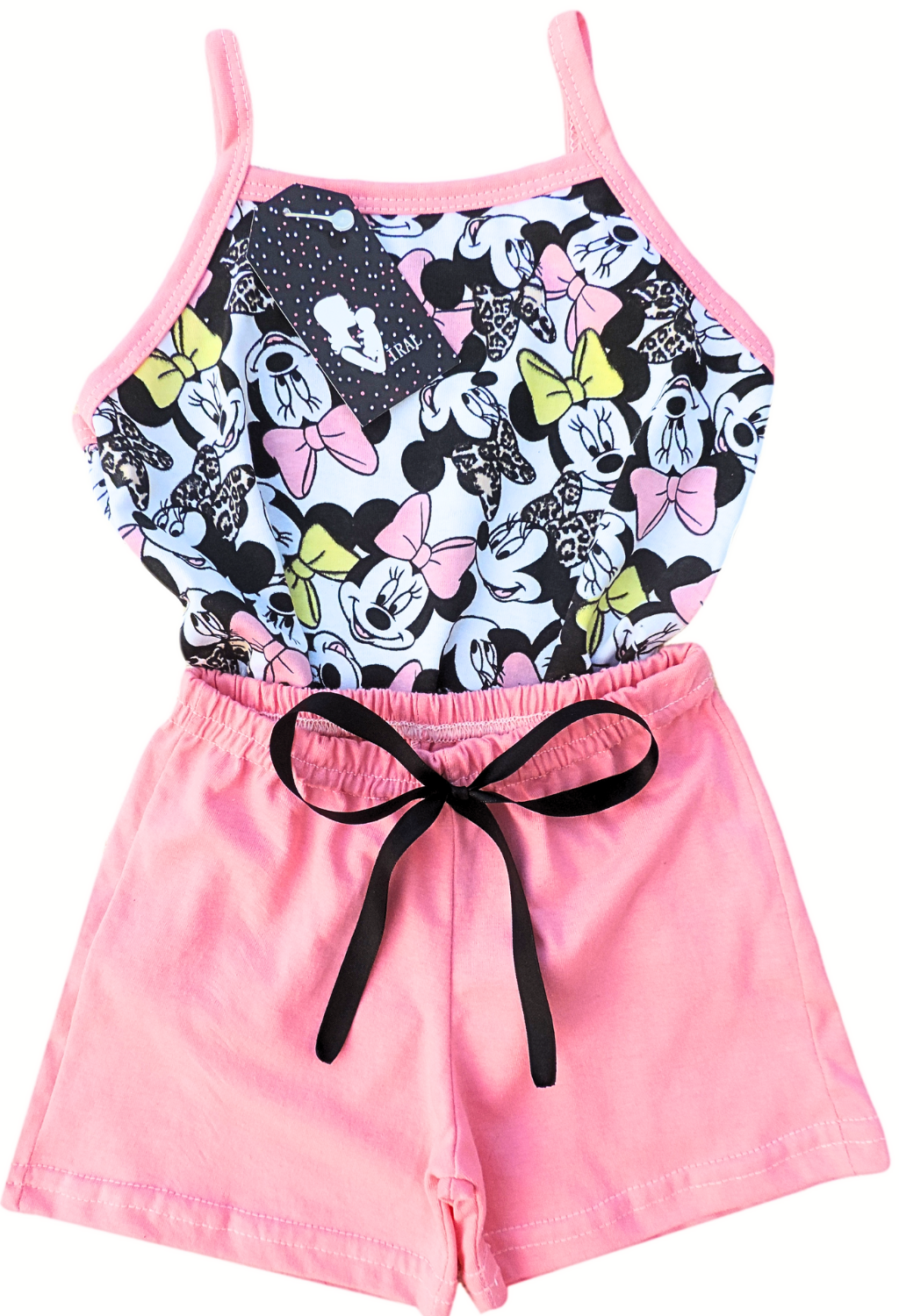 Pijama Infantil meninas 2 à 16 anos Shortinho rosa + regatinha Minnie -  LUASOL - Moda infantil