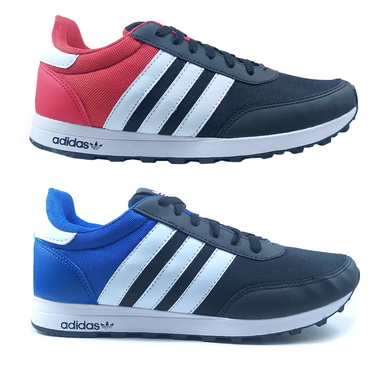 Kit Tênis Adidas Neo Preto - Azul + Tênis Adidas Neo Preto - Vermelho -  Slim Shoes