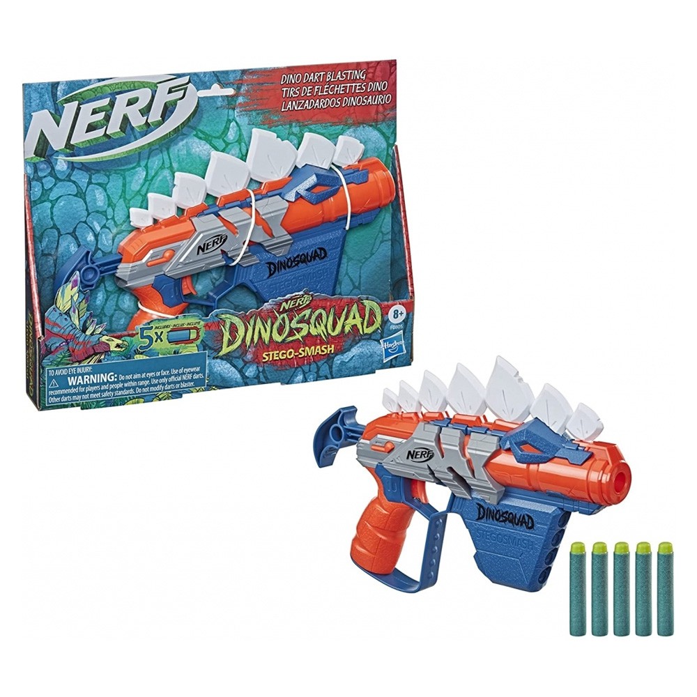 Nerf DinoSquad Tricera-blast Dart Blaster Dinosaur Toy, 12 Nerf Elite  Darts, Triceratops Design 