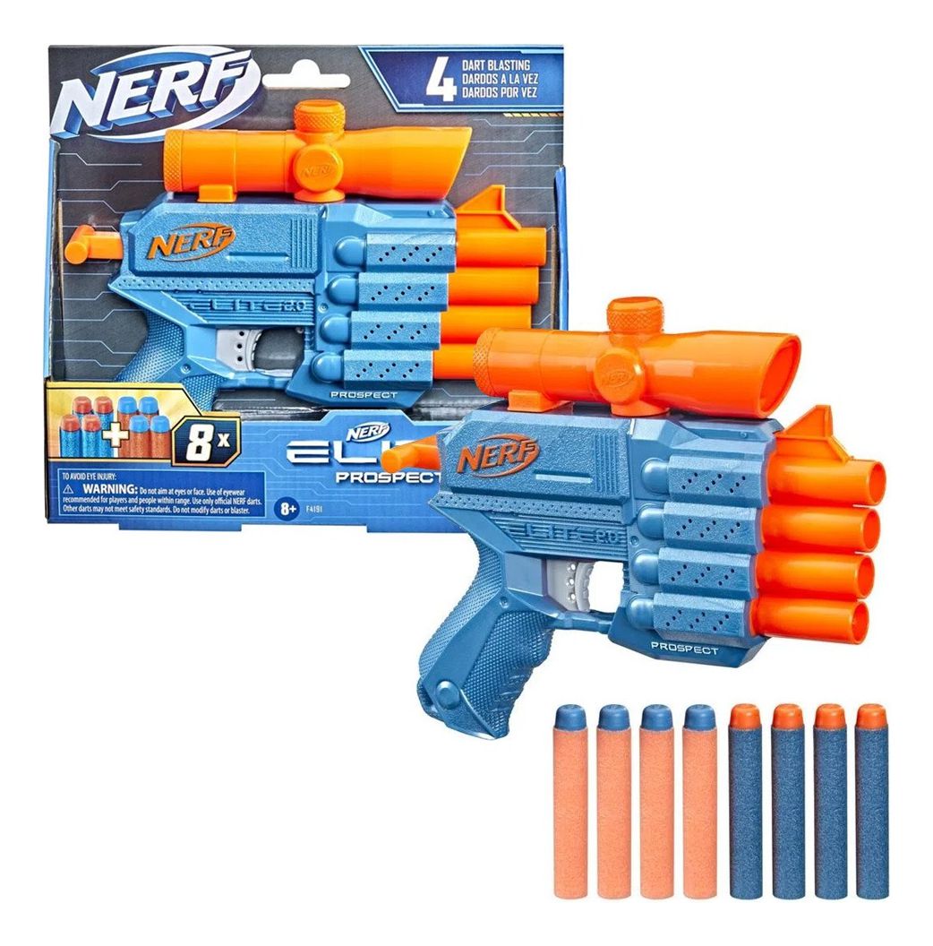 Lanzador de dardos Nerf Elite 2.0 Prospect QS-4 + 8 dardos — Electroventas