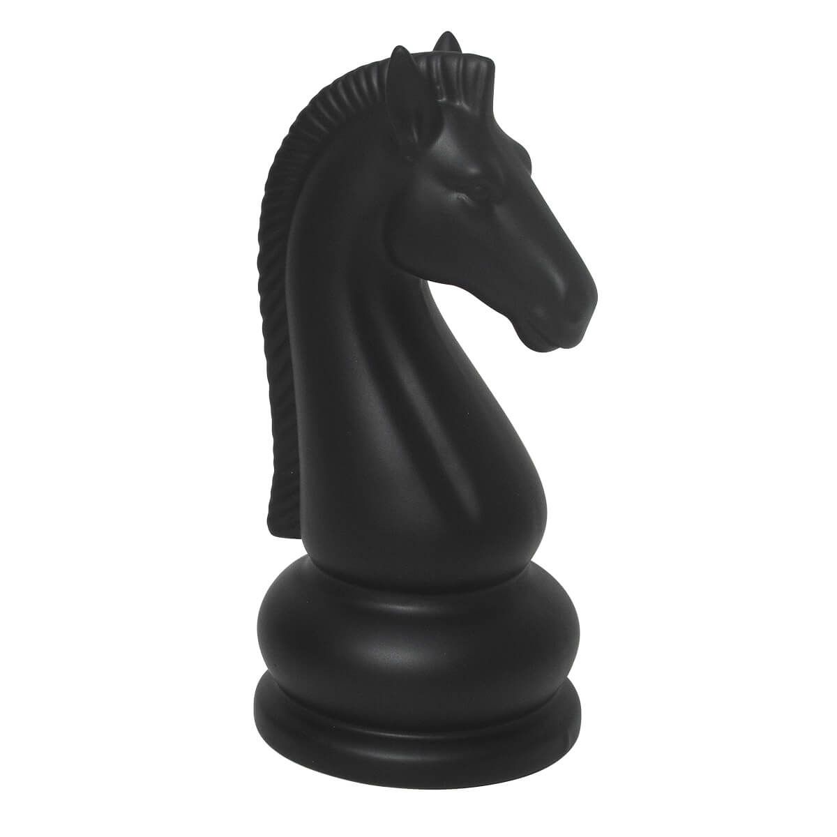 Peça de Xadrez Decorativa Cavalo Preto 26cm