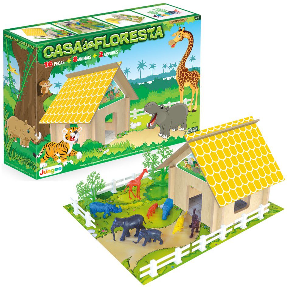 Jogo De Montar Infantil 721 Casa da Floresta 20 Peças + 8 Animais