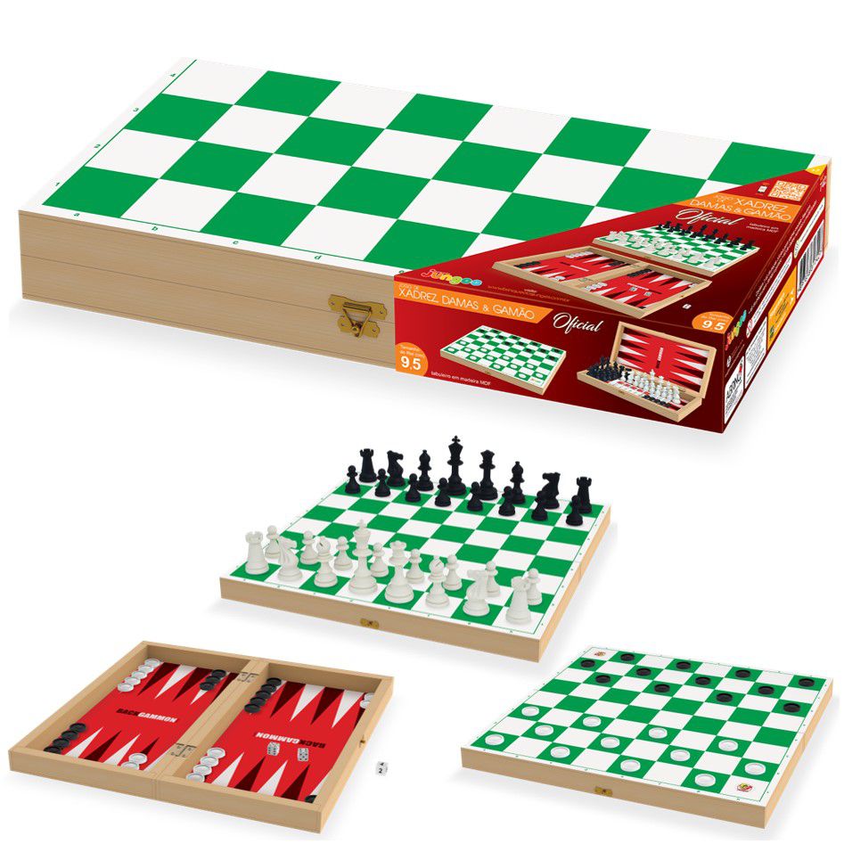 Jogo de xadrez/damas e gamão 3 em 1