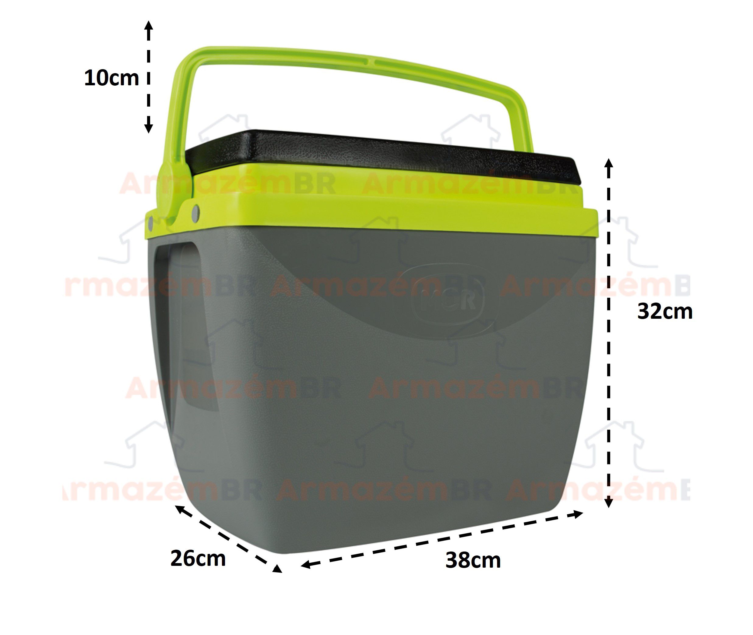 Caixa Térmica Cinza Com Verde 18L Mor | Loja Armazém BR