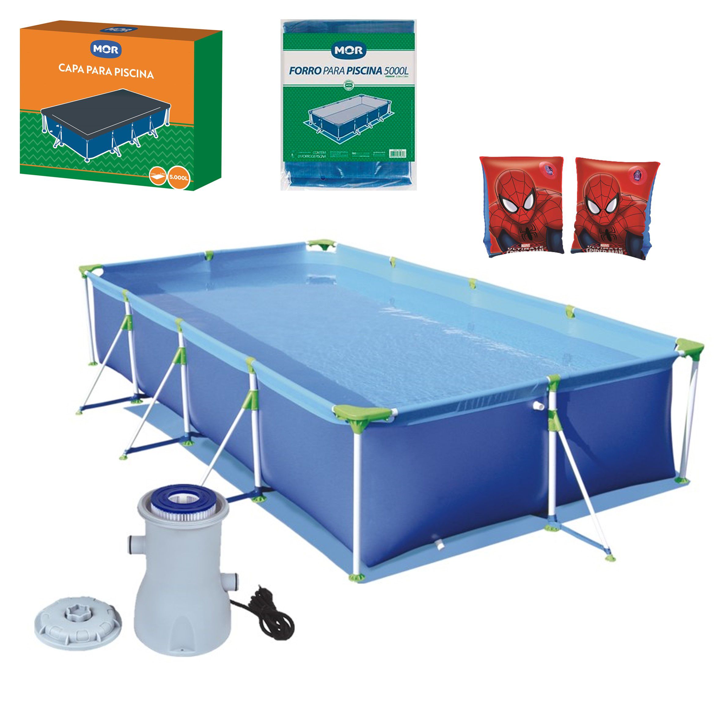 Kit Piscina 5000 L Capa Forro Filtro Boia Loja Armazém BR armazembr