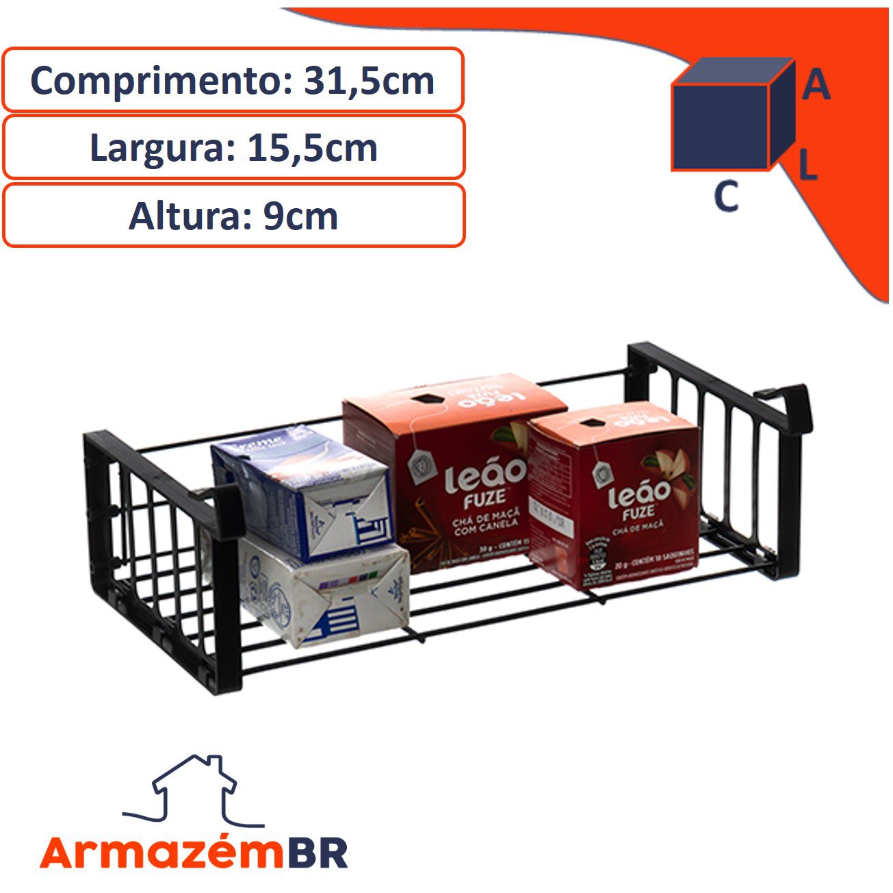 Kit 2 Organizador De Armário Prateleira Cozinha Cesto Aramado Grande