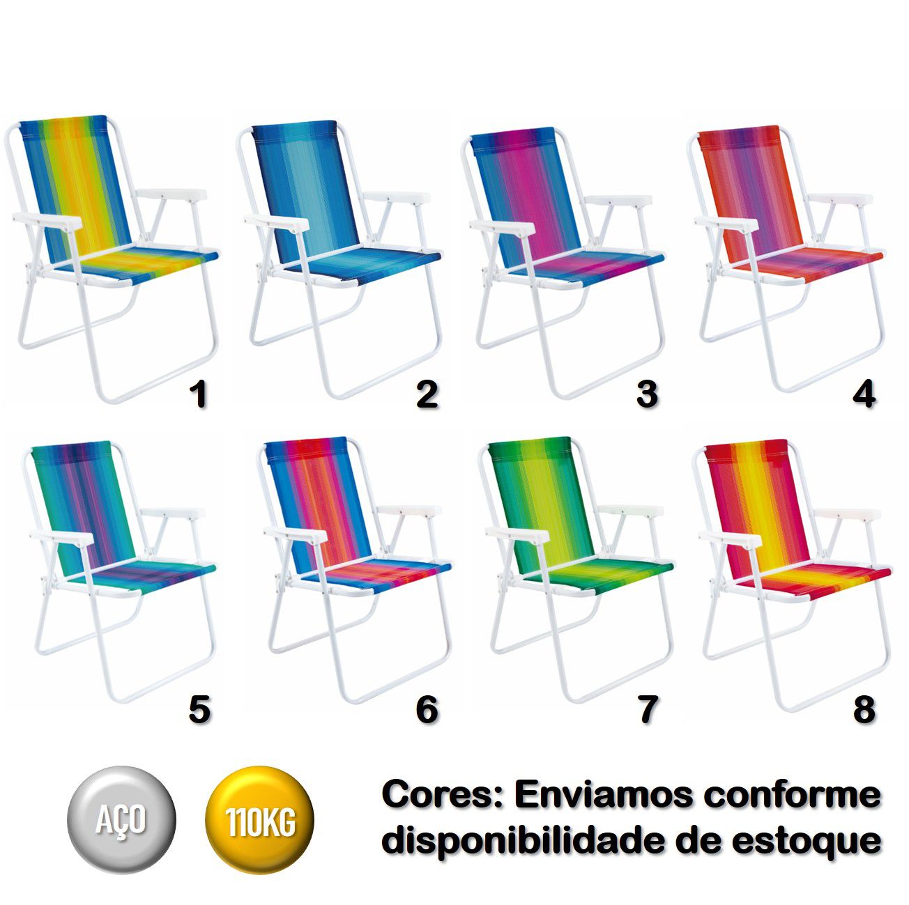 Cadeira De Praia Alta Aço Dobrável Listrada | Loja ArmazémBR