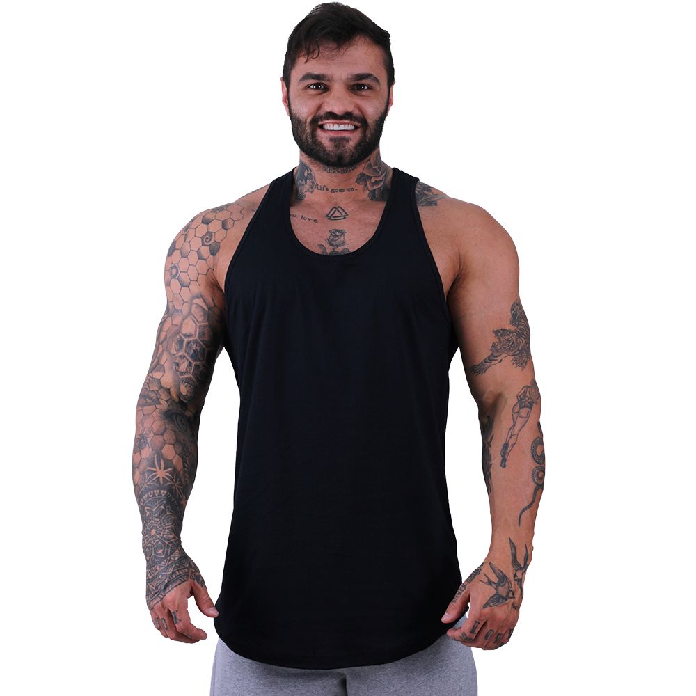 Camiseta Longline 100% Algodão Masculina MXD Conceito Preto Básico