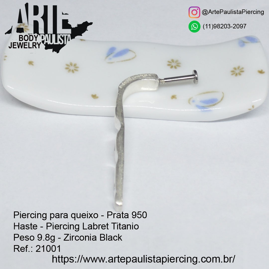 Piercing Tragus Reto Labret em Prata 950