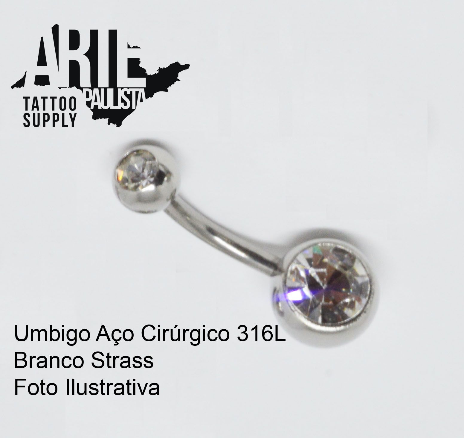 Piercing De Umbigo Azul Aço - Grande