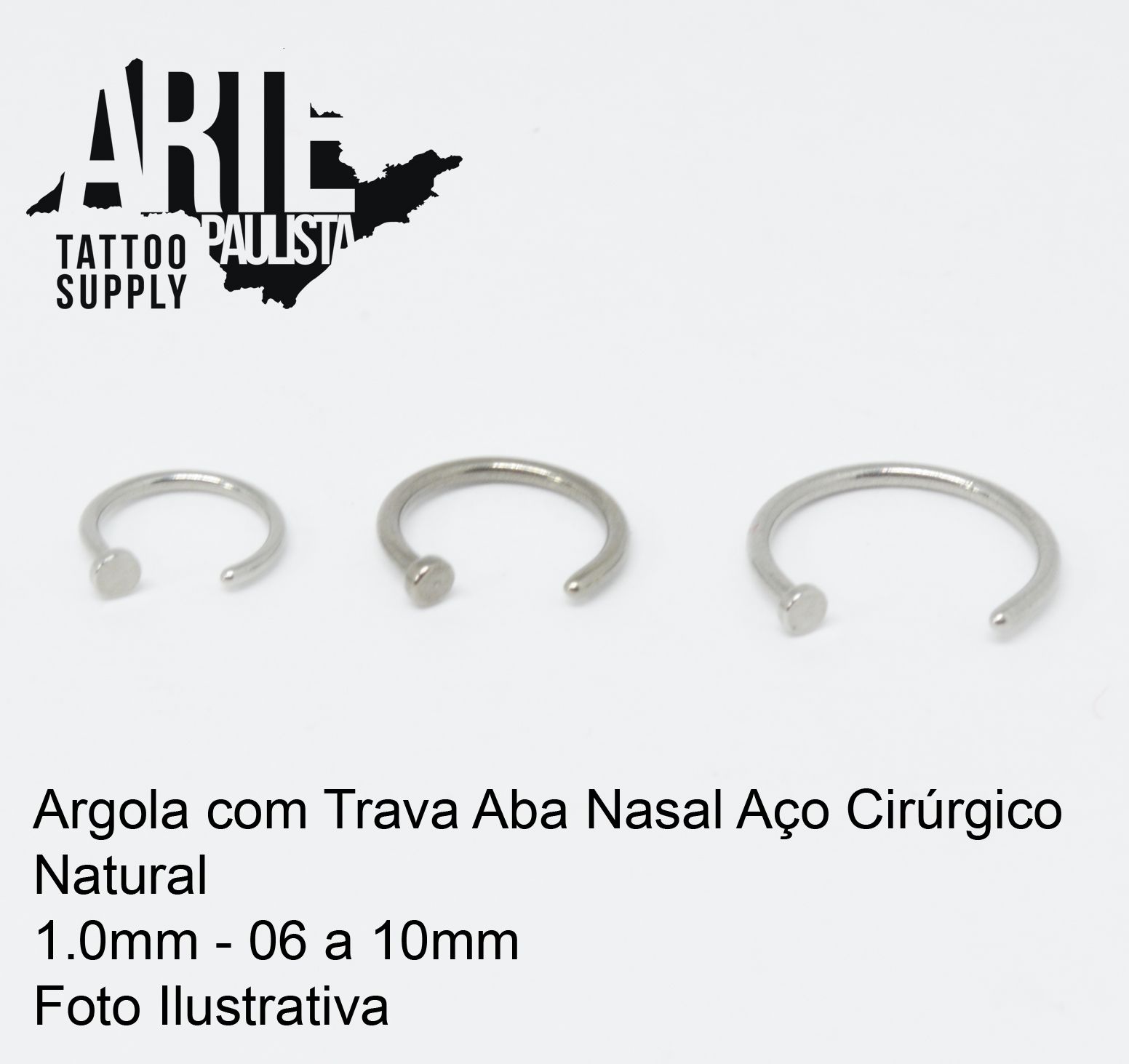 Argola Aba Nasal com Trava Aço Cirúrgico - 1.0mm - Arte Paulista Piercing  Atacado