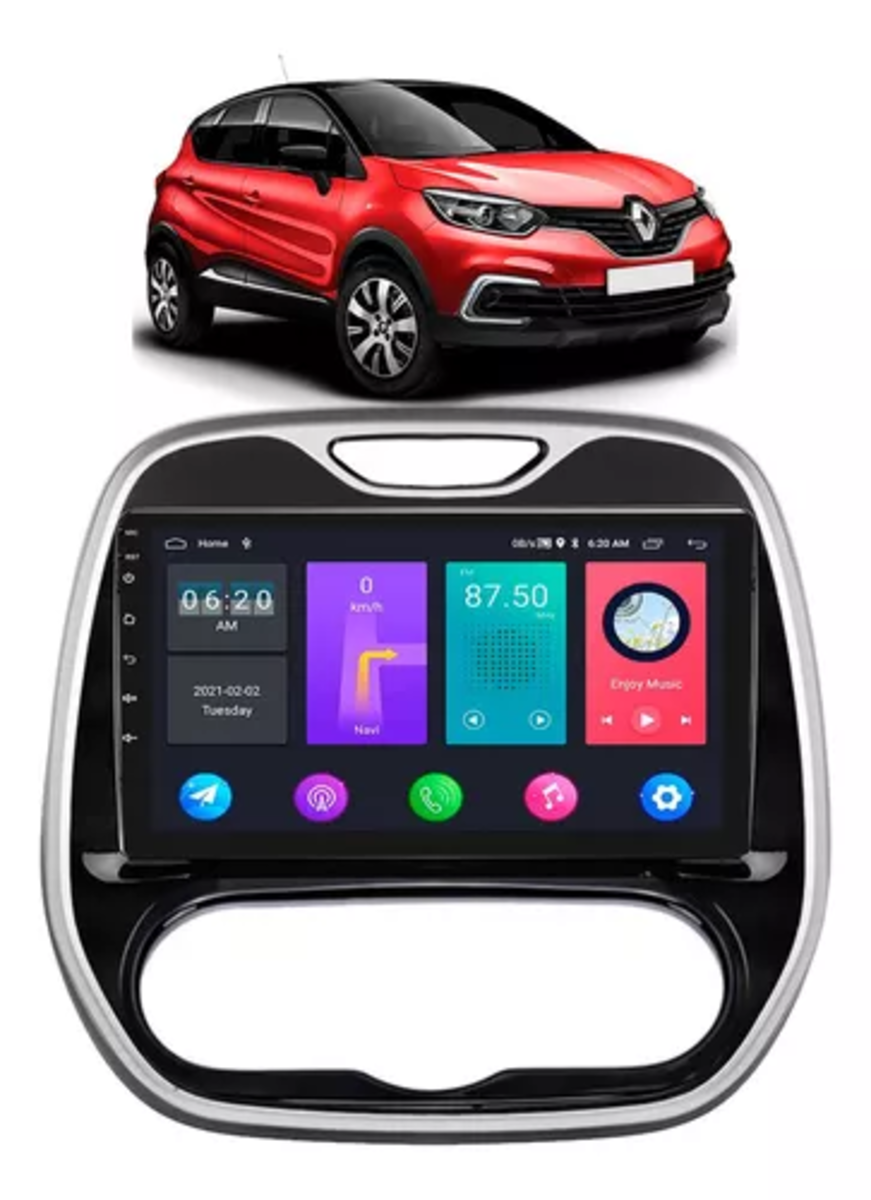 Kit Multimídia Android 9" Captur 2017-2022 | GPS, TV Online e BT - Ecarshop