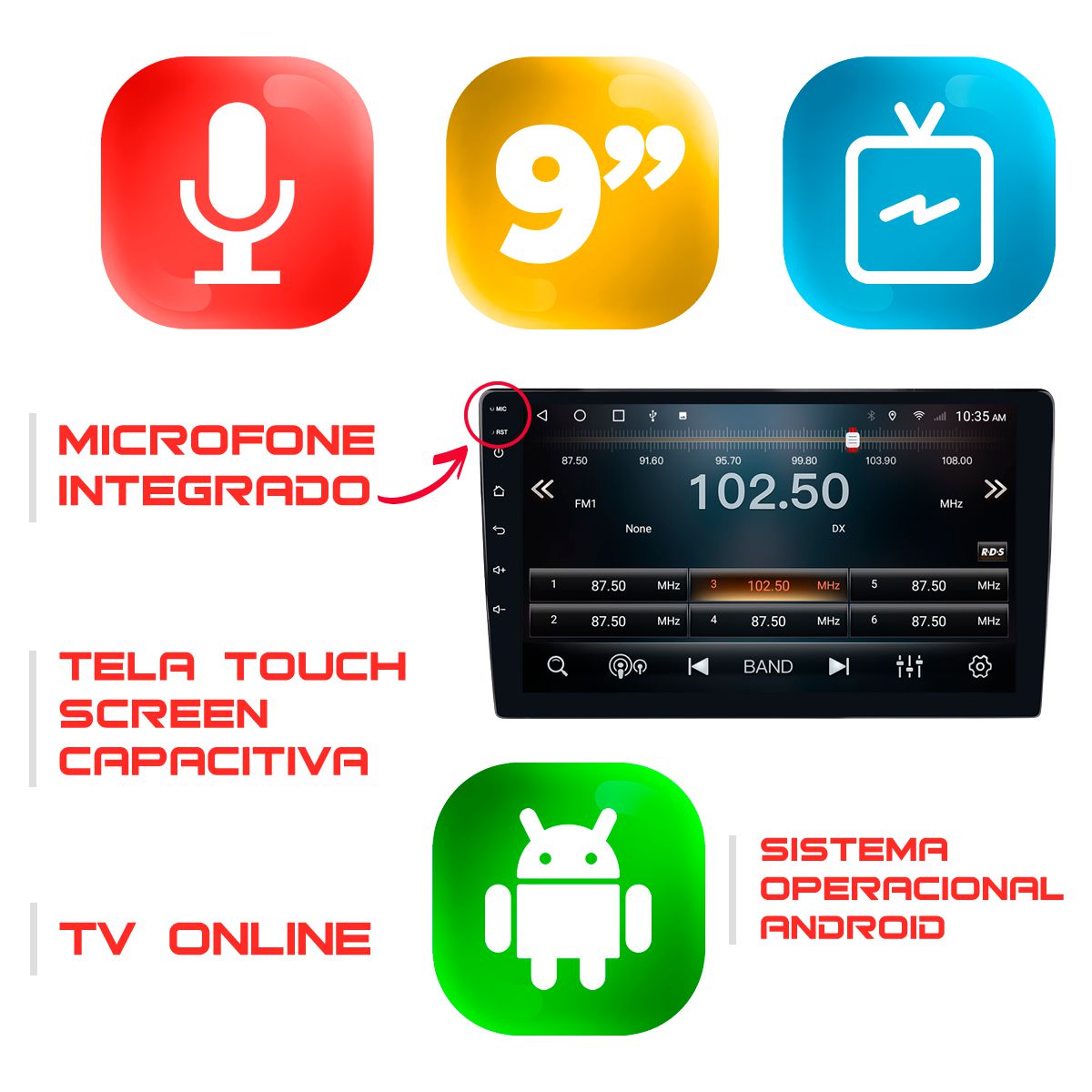 Kit Central Multimídia Android 9" Nissan Versa 2021 2022 GPS BT TV ...