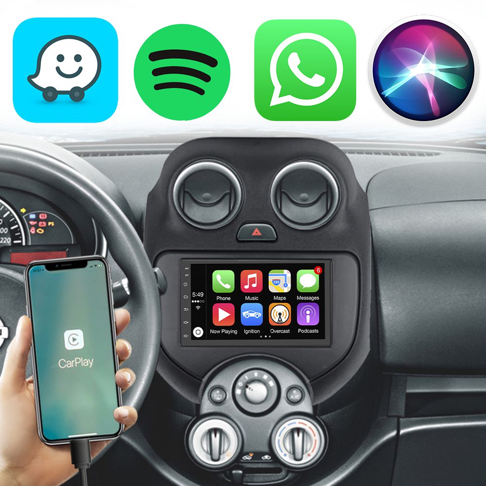 Kit Central Multimídia Android March Versa Sentra 7" CarPlay GPS TV ...