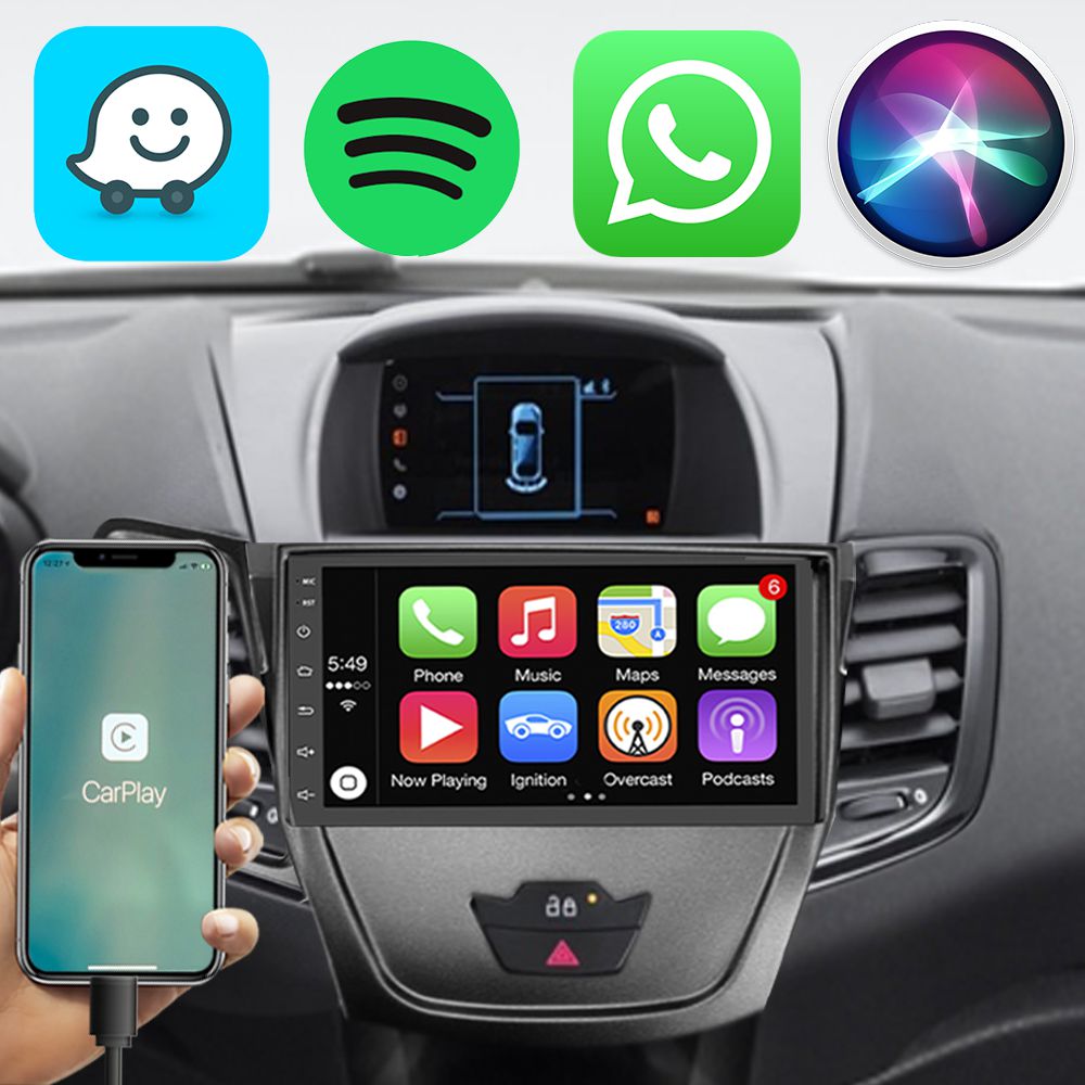 Kit Multimídia Ford Fiesta 2013-2019 7" Android Auto CarPlay GPS Wi-Fi ...