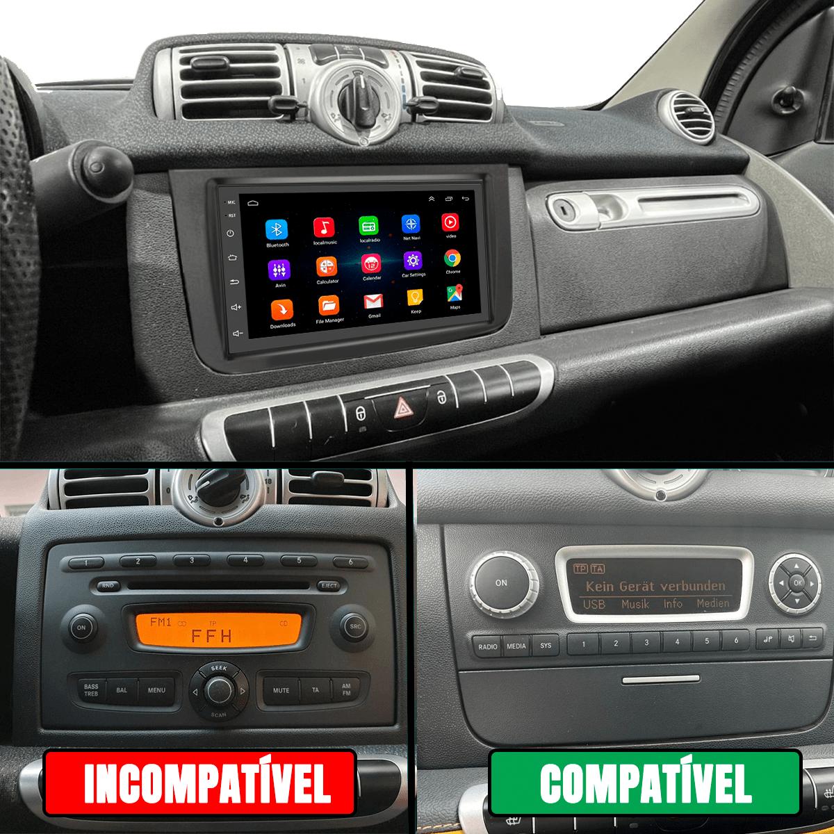 Kit Multimídia Android 9" Smart Fortwo 2011-2015 Apple CarPlay GPS ...
