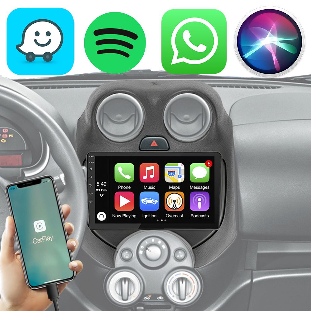 Kit Multimídia March Versa 2011-2013 9" Android Auto CarPlay GPS TV ...