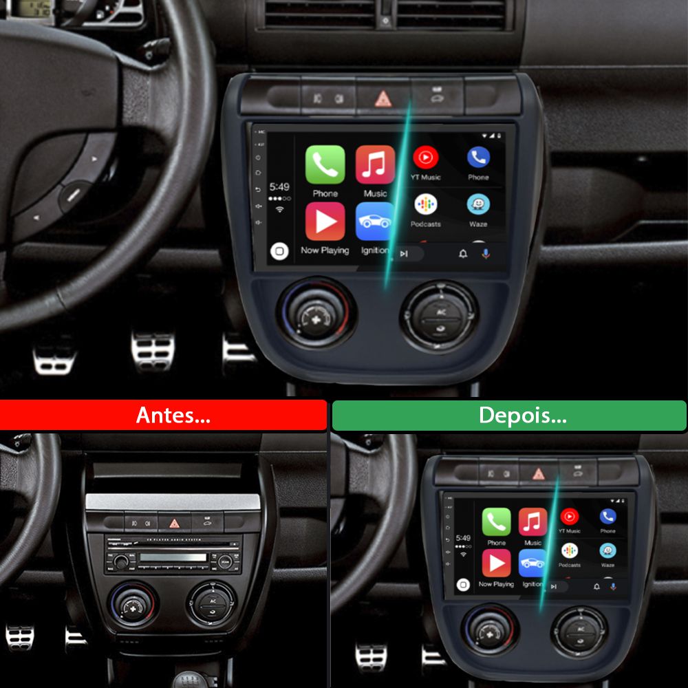 Kit Multimídia 9" Volkswagen SpaceFox Android 2003-2010 Carplay - Ecarshop