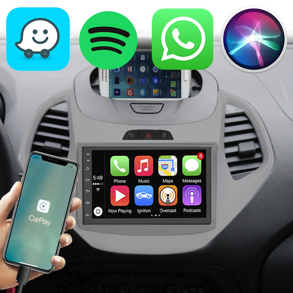 Kit Multimídia Android Ford Ka 2015 2016 2017 7" Apple CarPlay GPS HD ...