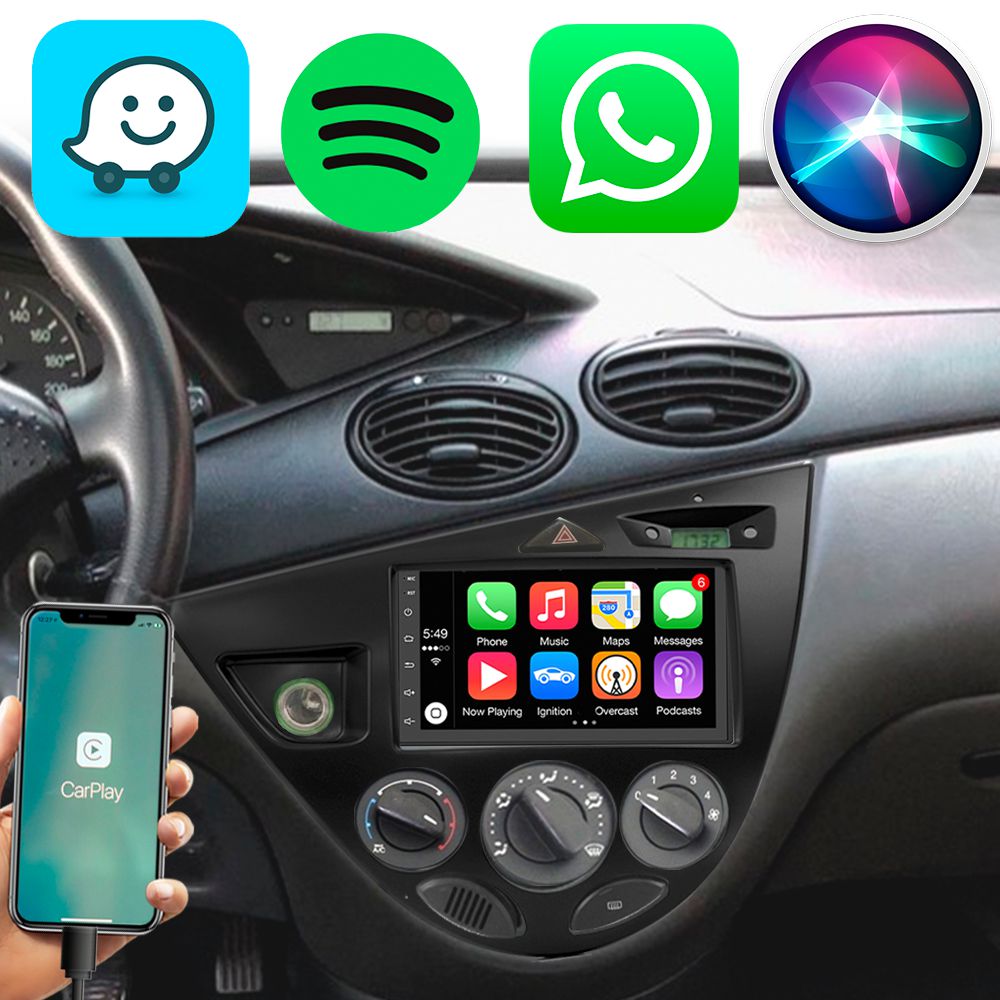 Kit Multimídia Carplay Android Auto Focus 2001-2008 7" Polegadas - Ecarshop