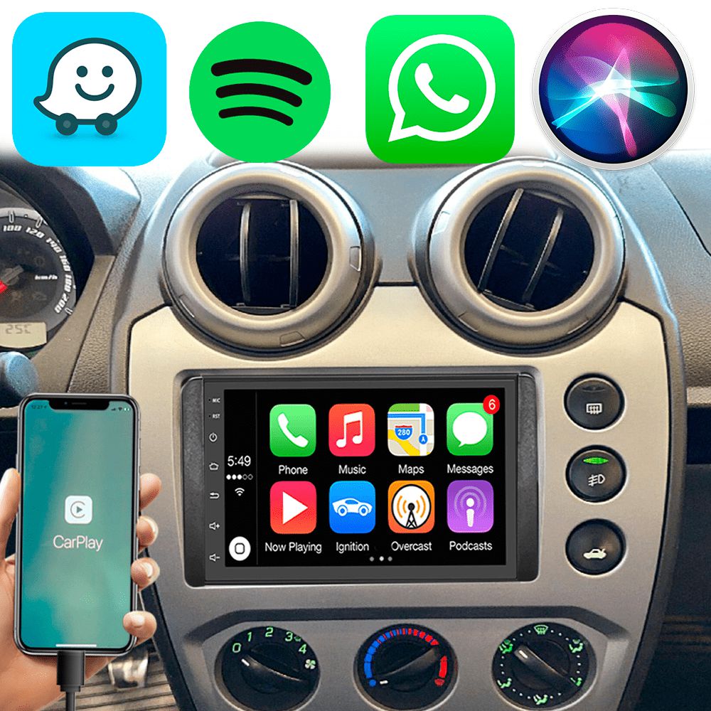 Kit Multimídia Carplay Android Auto Ka Escort Focus F-250 7" Polegadas ...
