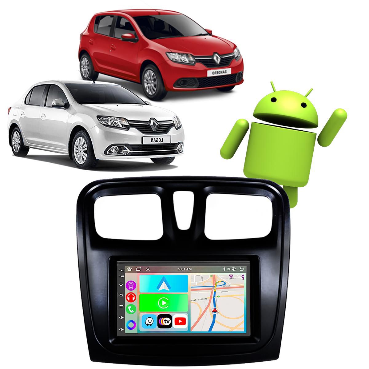 Kit Multimídia Renault Sandero Logan 2015-2024 Android Auto CarPlay ...
