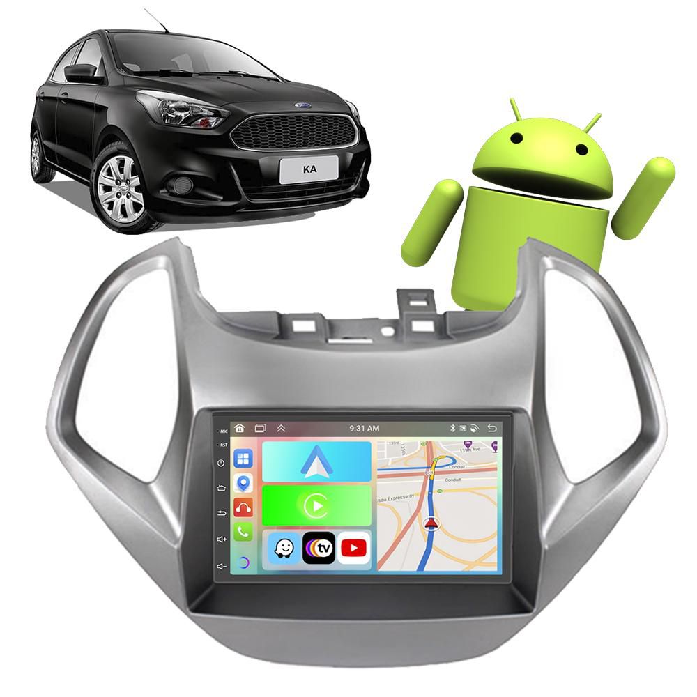 Kit Multimídia Android Ford Ka 2015-2017 7" Apple CarPlay GPS TV - Ecarshop